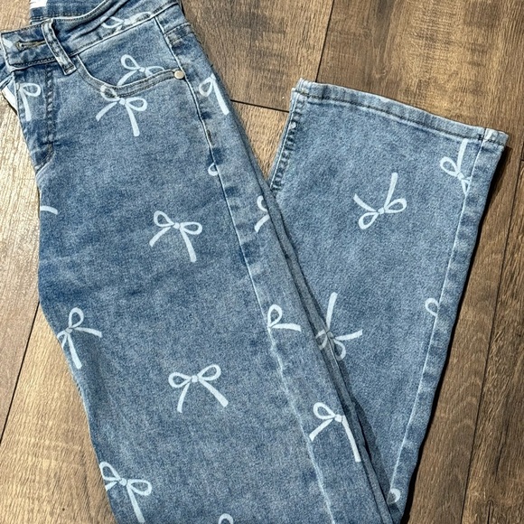 BAMBOO Denim - BAMBOO Blue Jeans with White Bow Pattern
